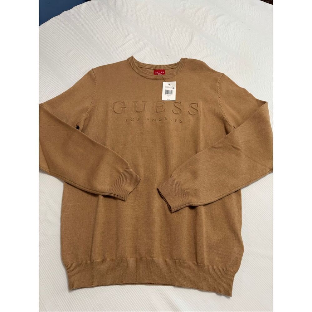 NWT Guess Stero Deboss Toasted Taupe Sweater Size Large New